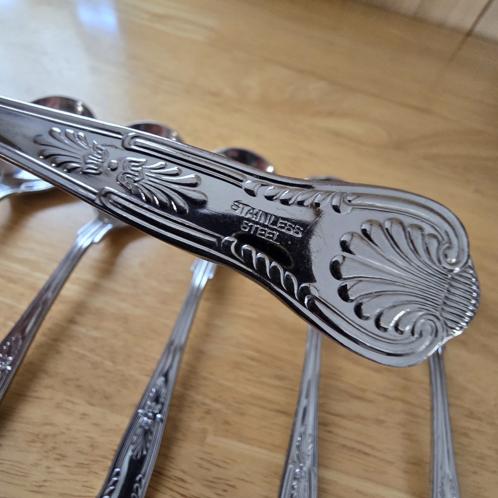 Set‎ of 6 Unbranded Kings Pattern Stainless Gumbo Soup Spoons 6.75" Flatware - Picture 8 of 9